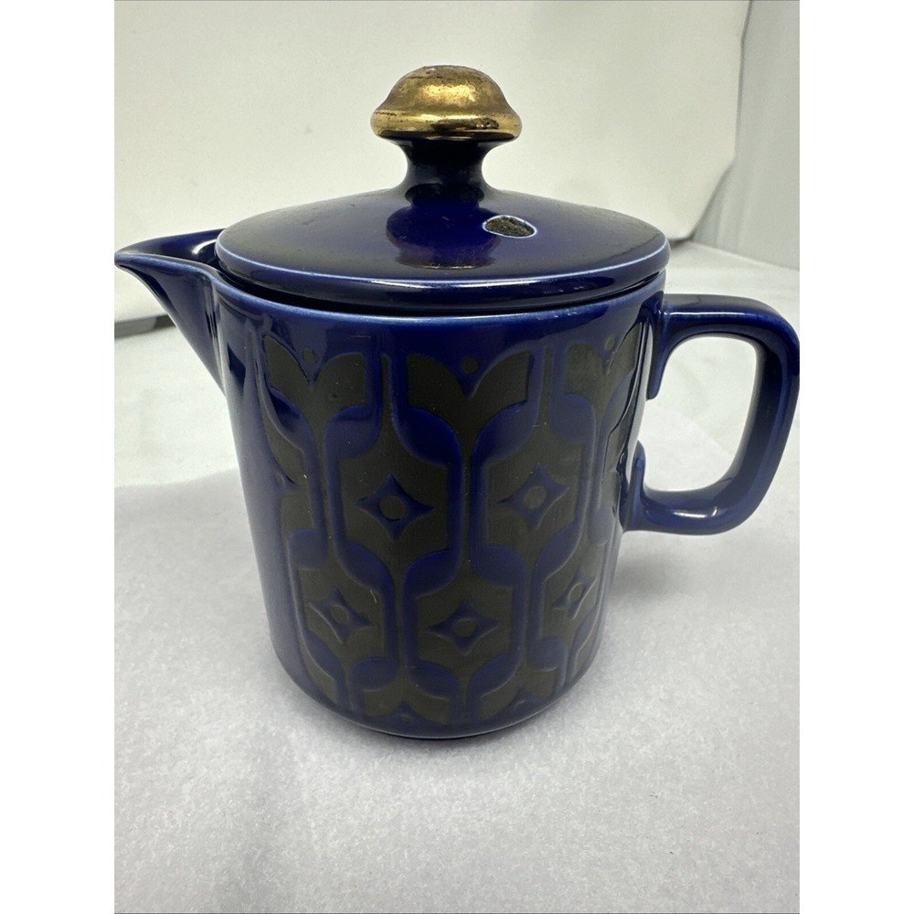 Vintage 1970's Hornsea Pottery Heirloom Midnight Blue Creamer Milk Pitcher W Lid